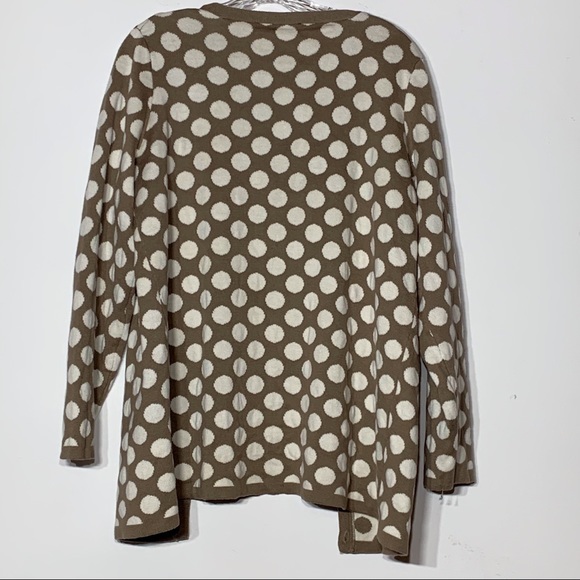 NWOT Liz Claiborne Tan and Cream Polka Dot Cardigan Sweater - Picture 2 of 4